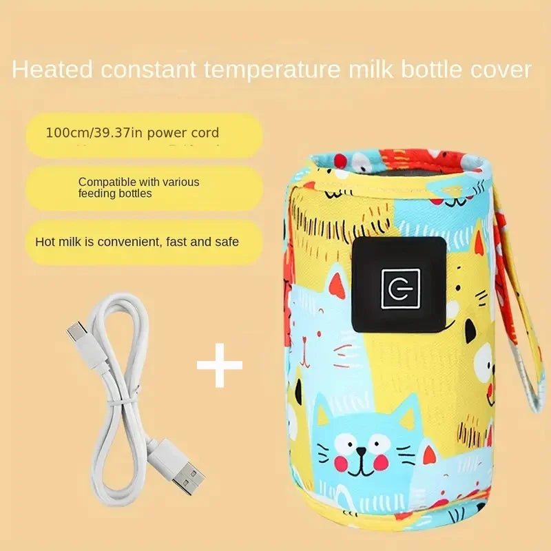 USB Milk Water Warmer Portable Bottle Feeding Warmer Travel Stroller Insulated Bag Nursing Bottle Heater Christmas