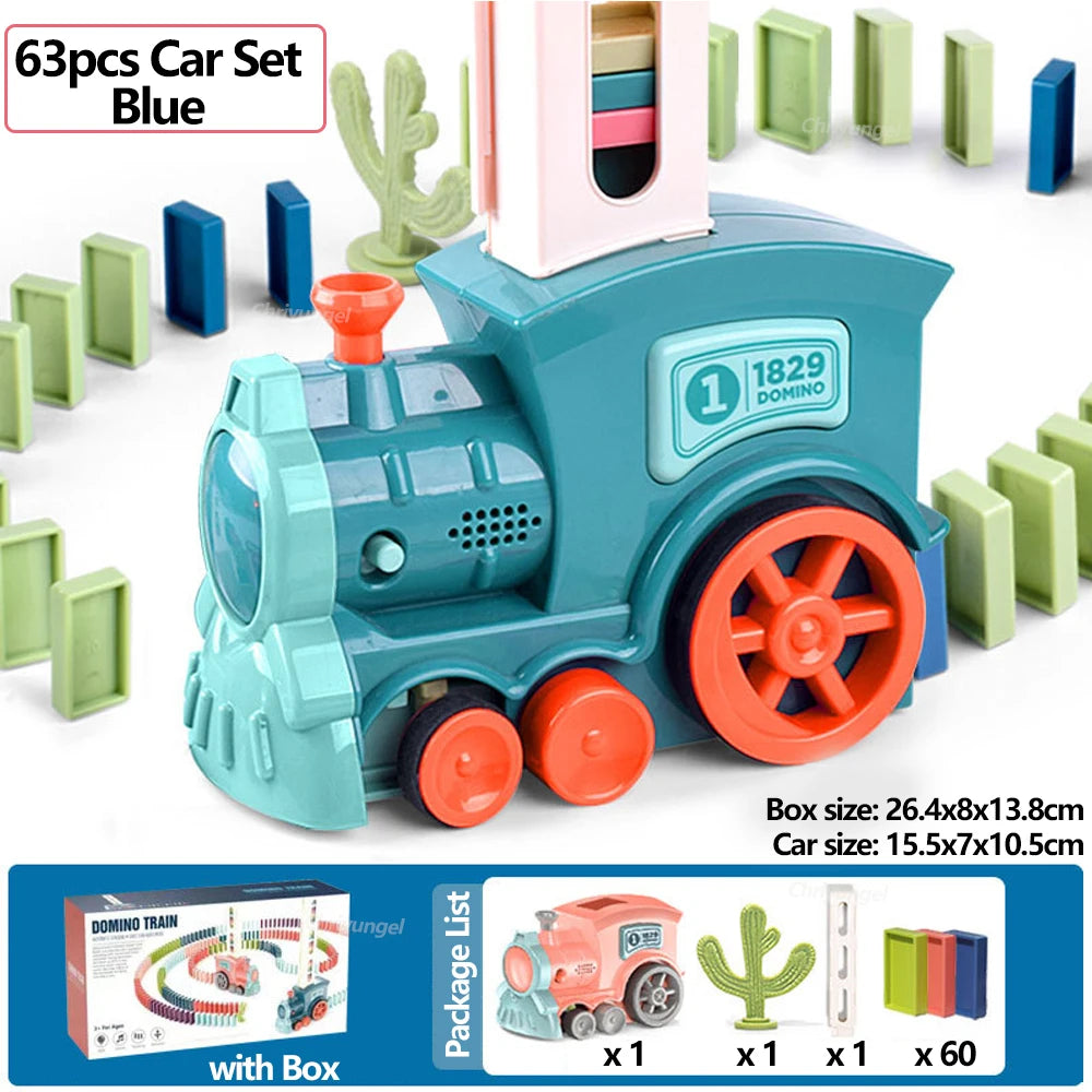 Electric Domino Blocks Train Car Automatic Laying Vehicle Construction STEM Toy for Children Toddler Birthday Gift Kids Boy Girl