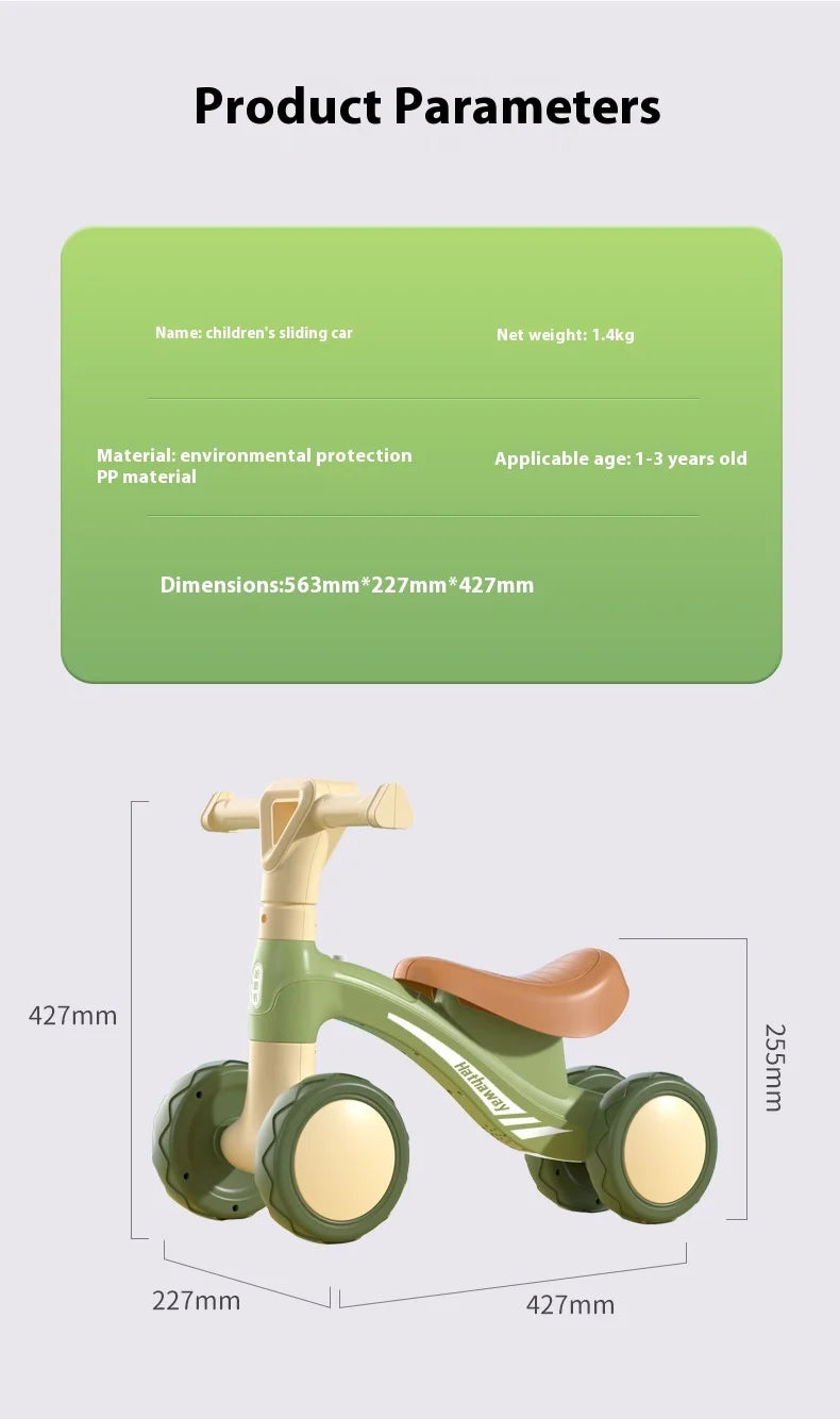 Summer outdoor sports children's balance bike 1-3 years old baby strollerfour-wheel sliding  footless walker toy birthday gift