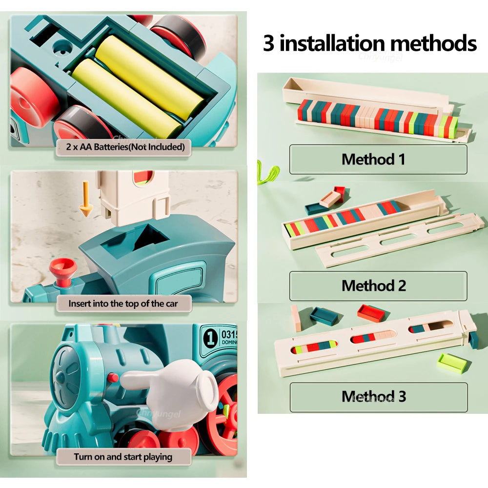 Electric Domino Blocks Train Car Automatic Laying Vehicle Construction STEM Toy for Children Toddler Birthday Gift Kids Boy Girl