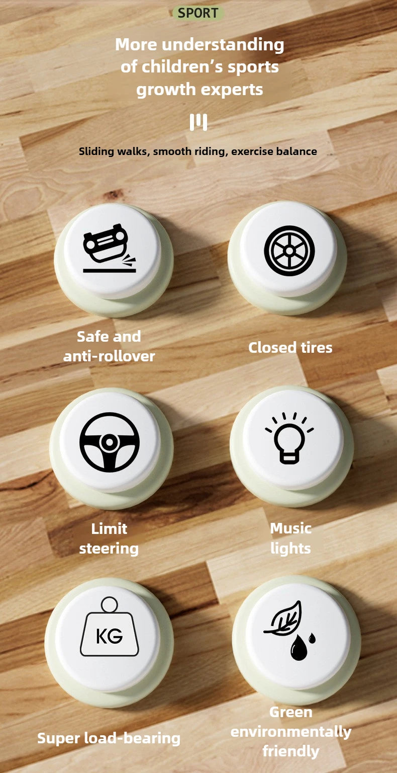 Baby Glider Bike Four-Wheel Toddler Walker Silent Wheels Anti-Tipping Children Balance Training Exercise Mini Ride-On Toys Gifts