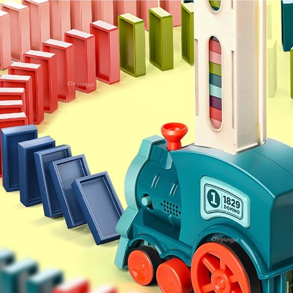 Electric Domino Blocks Train Car Automatic Laying Vehicle Construction STEM Toy for Children Toddler Birthday Gift Kids Boy Girl