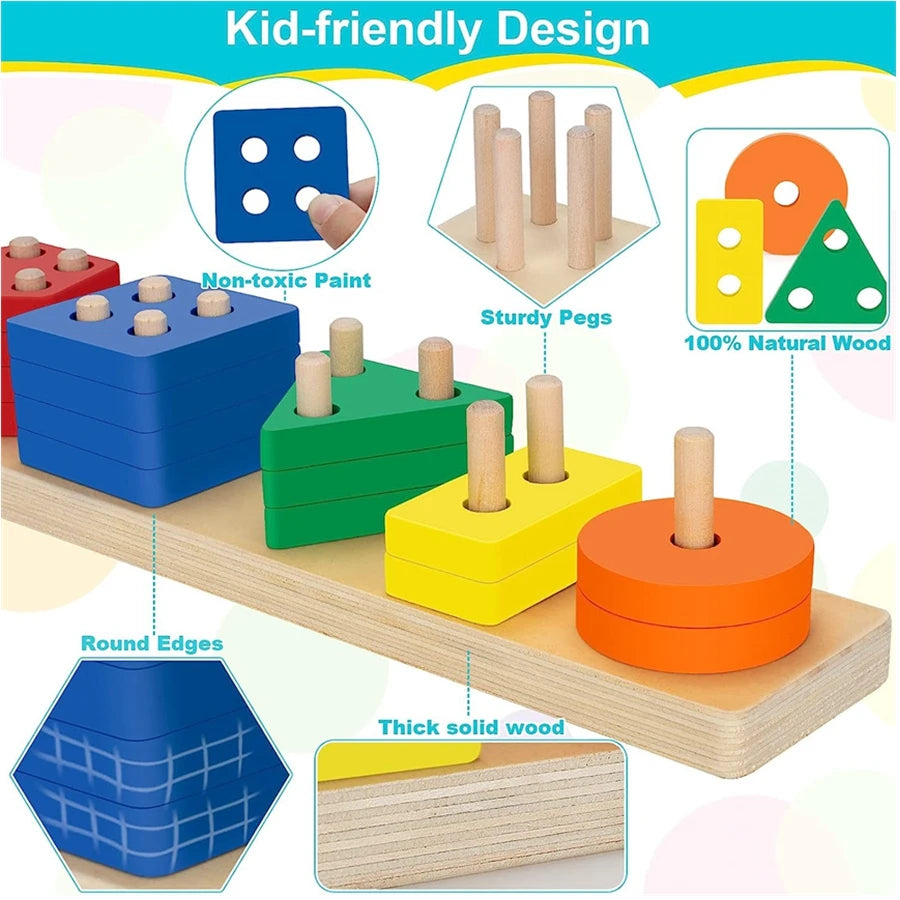 Early education equipment geometric set columns, infant and child intelligence assembly building blocks boy toys