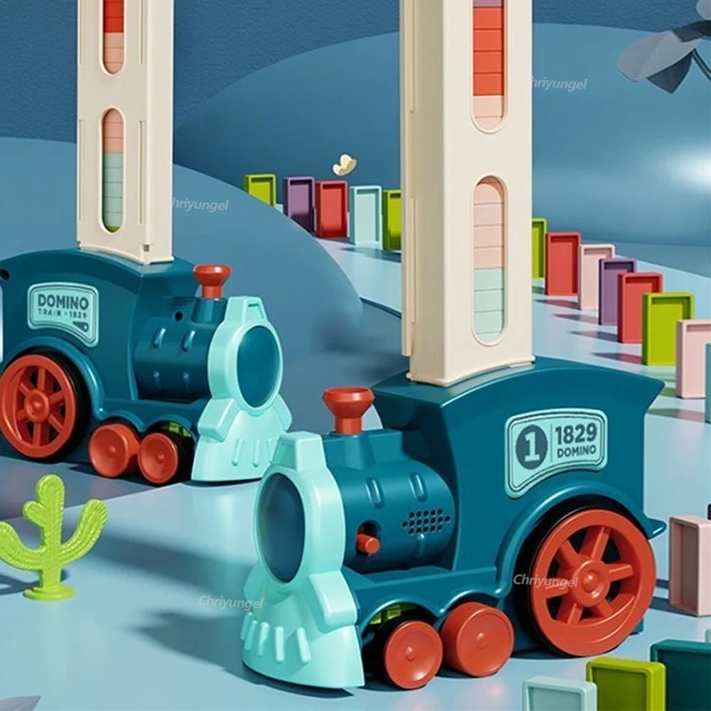 Electric Domino Blocks Train Car Automatic Laying Vehicle Construction STEM Toy for Children Toddler Birthday Gift Kids Boy Girl