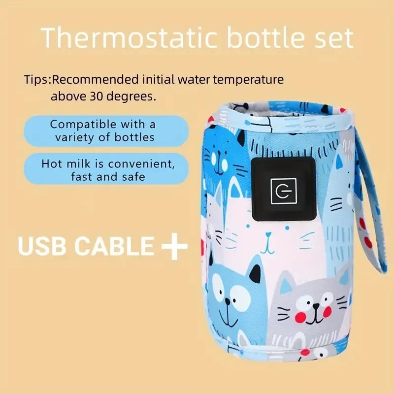 USB Milk Water Warmer Portable Bottle Feeding Warmer Travel Stroller Insulated Bag Nursing Bottle Heater Christmas