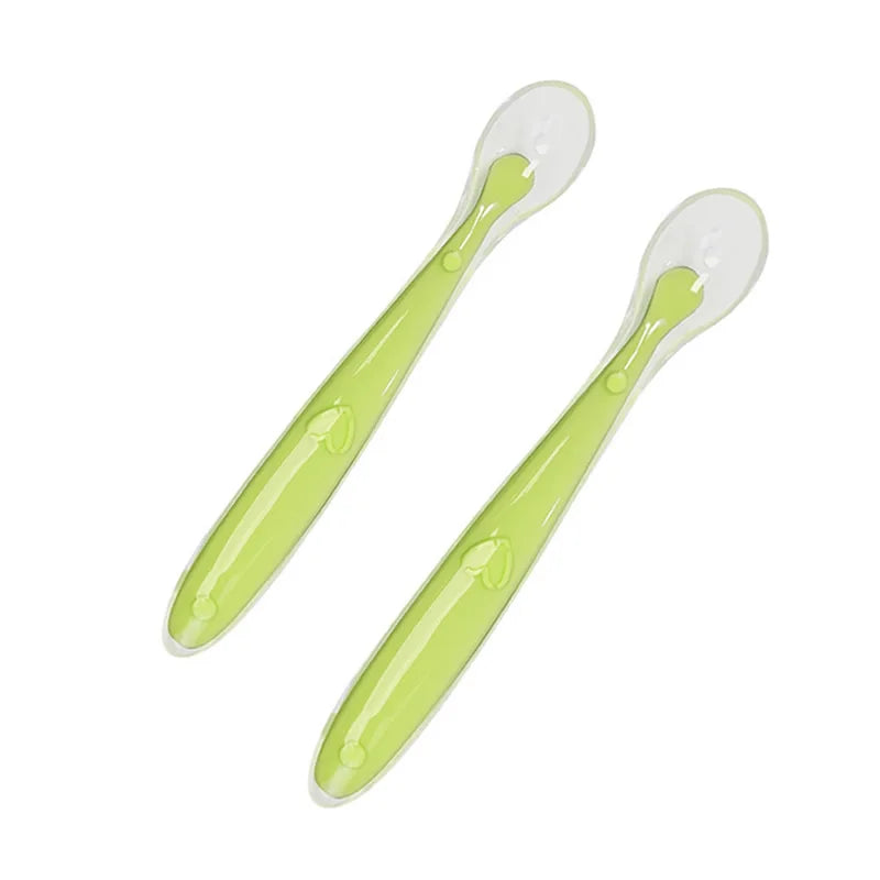 1/2pcs Soft Tip Baby Silicone Spoon with Box, Safe Baby Feeding Spoon, Self Feeding Utensils for Kids Toddlers Training
