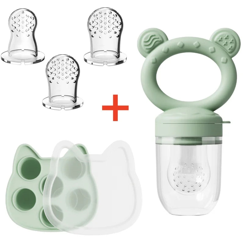 Silicone Baby Fruit Feeder Set Breastmilk Popsicle Freezer Molds for Baby Teething & Infant Self Feeding Storage Container