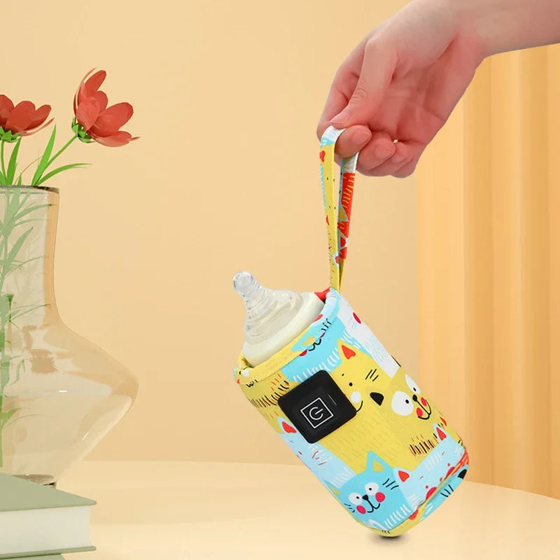 USB Milk Water Warmer Portable Bottle Feeding Warmer Travel Stroller Insulated Bag Nursing Bottle Heater Christmas