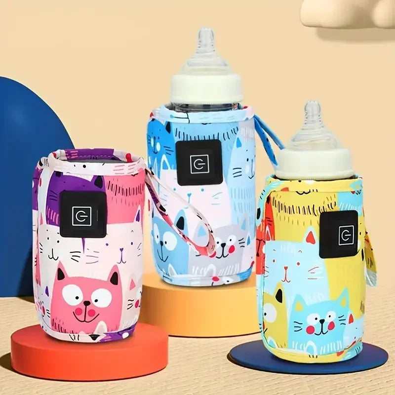 USB Milk Water Warmer Portable Bottle Feeding Warmer Travel Stroller Insulated Bag Nursing Bottle Heater Christmas