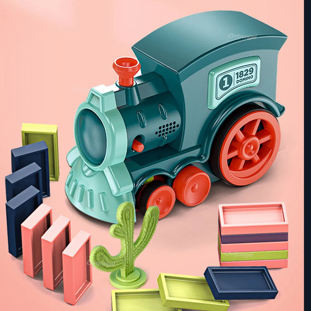 Electric Domino Blocks Train Car Automatic Laying Vehicle Construction STEM Toy for Children Toddler Birthday Gift Kids Boy Girl