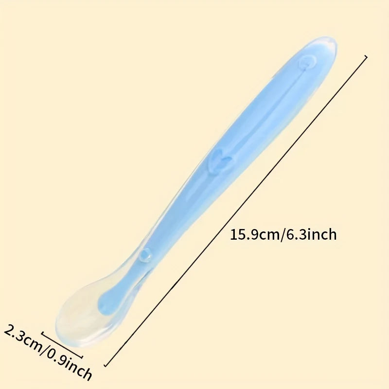 1/2pcs Soft Tip Baby Silicone Spoon with Box, Safe Baby Feeding Spoon, Self Feeding Utensils for Kids Toddlers Training