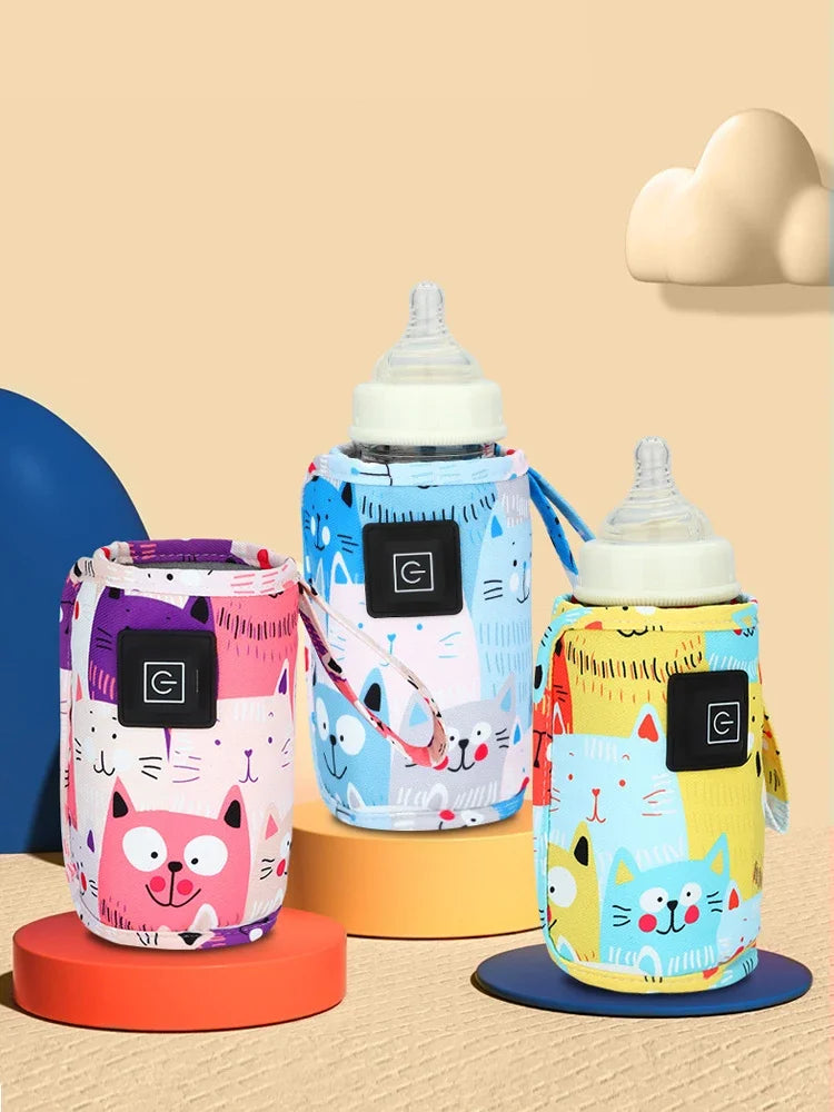 USB Milk Water Warmer Portable Bottle Feeding Warmer Travel Stroller Insulated Bag Nursing Bottle Heater Christmas
