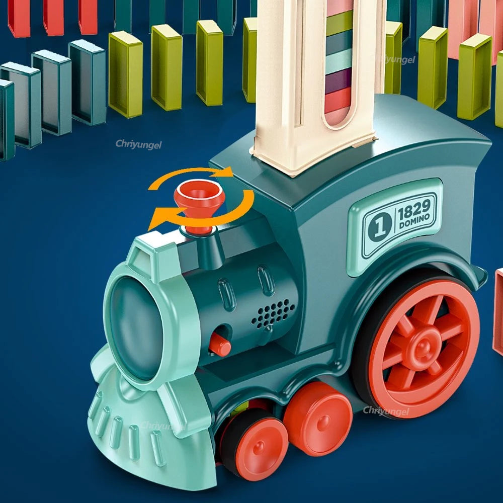 Electric Domino Blocks Train Car Automatic Laying Vehicle Construction STEM Toy for Children Toddler Birthday Gift Kids Boy Girl