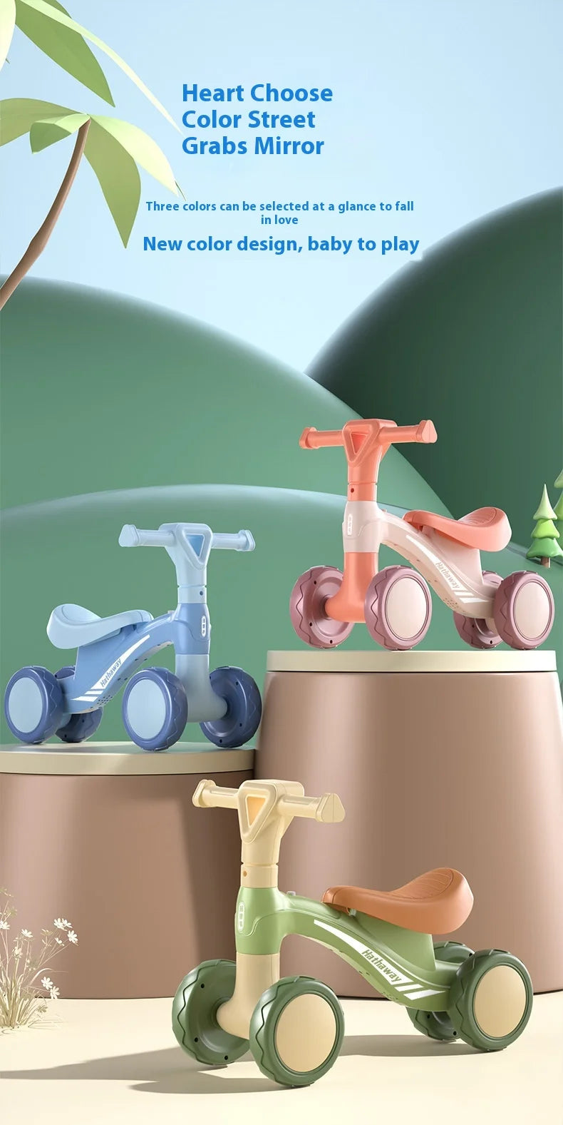 Summer outdoor sports children's balance bike 1-3 years old baby strollerfour-wheel sliding  footless walker toy birthday gift