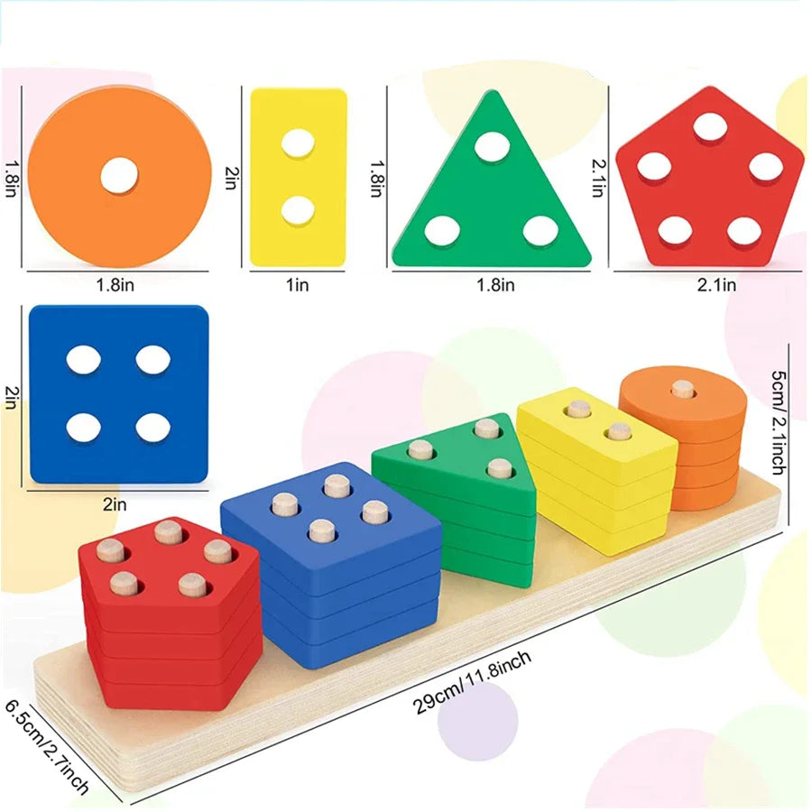Early education equipment geometric set columns, infant and child intelligence assembly building blocks boy toys