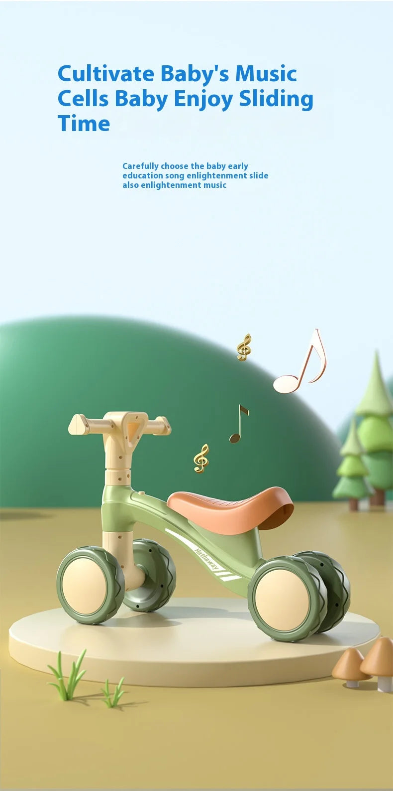 Summer outdoor sports children's balance bike 1-3 years old baby strollerfour-wheel sliding  footless walker toy birthday gift