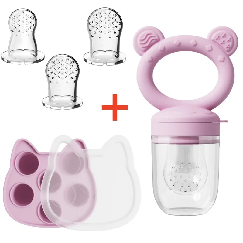 Silicone Baby Fruit Feeder Set Breastmilk Popsicle Freezer Molds for Baby Teething & Infant Self Feeding Storage Container