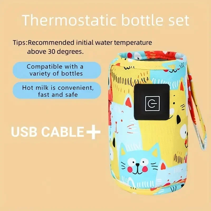 USB Milk Water Warmer Portable Bottle Feeding Warmer Travel Stroller Insulated Bag Nursing Bottle Heater Christmas