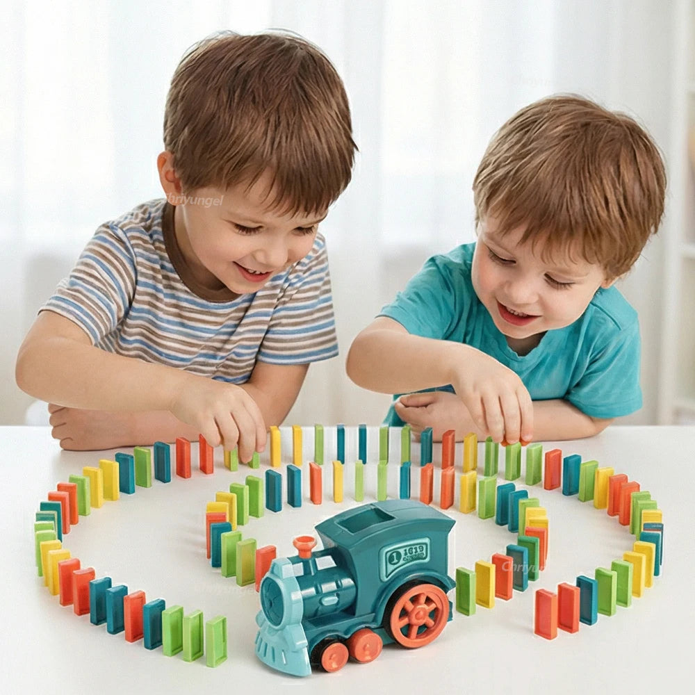 Electric Domino Blocks Train Car Automatic Laying Vehicle Construction STEM Toy for Children Toddler Birthday Gift Kids Boy Girl