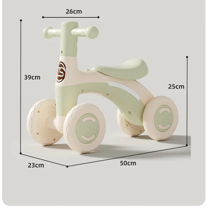 Baby Glider Bike Four-Wheel Toddler Walker Silent Wheels Anti-Tipping Children Balance Training Exercise Mini Ride-On Toys Gifts