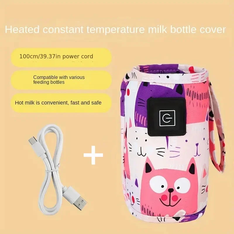 USB Milk Water Warmer Portable Bottle Feeding Warmer Travel Stroller Insulated Bag Nursing Bottle Heater Christmas