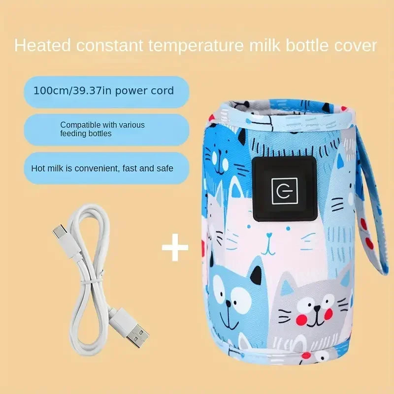 USB Milk Water Warmer Portable Bottle Feeding Warmer Travel Stroller Insulated Bag Nursing Bottle Heater Christmas