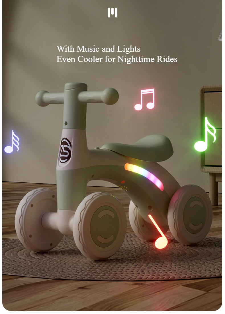Baby Glider Bike Four-Wheel Toddler Walker Silent Wheels Anti-Tipping Children Balance Training Exercise Mini Ride-On Toys Gifts