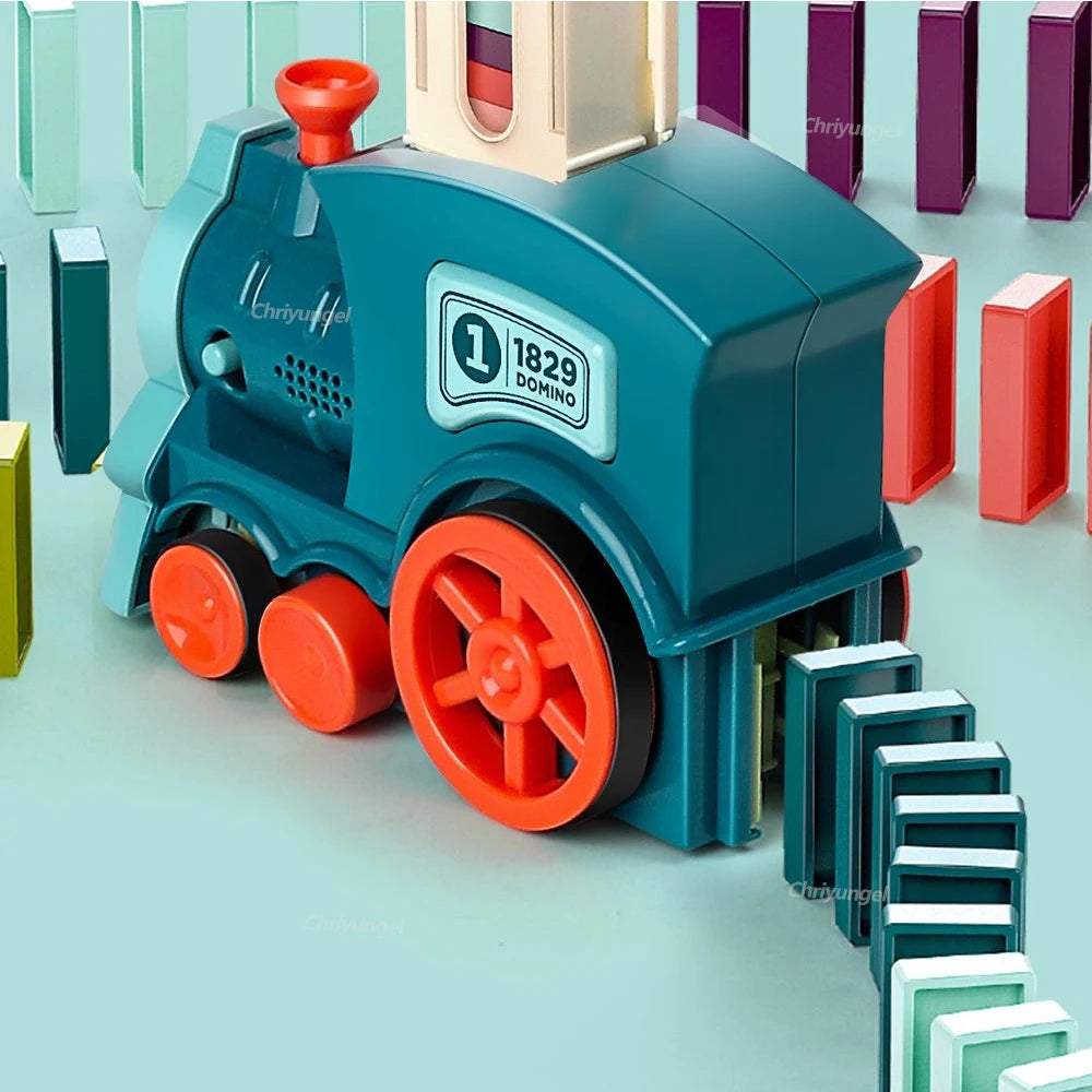 Electric Domino Blocks Train Car Automatic Laying Vehicle Construction STEM Toy for Children Toddler Birthday Gift Kids Boy Girl