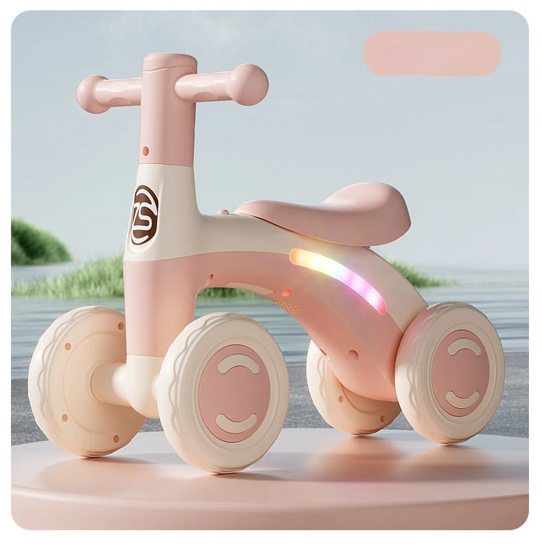 Baby Glider Bike Four-Wheel Toddler Walker Silent Wheels Anti-Tipping Children Balance Training Exercise Mini Ride-On Toys Gifts