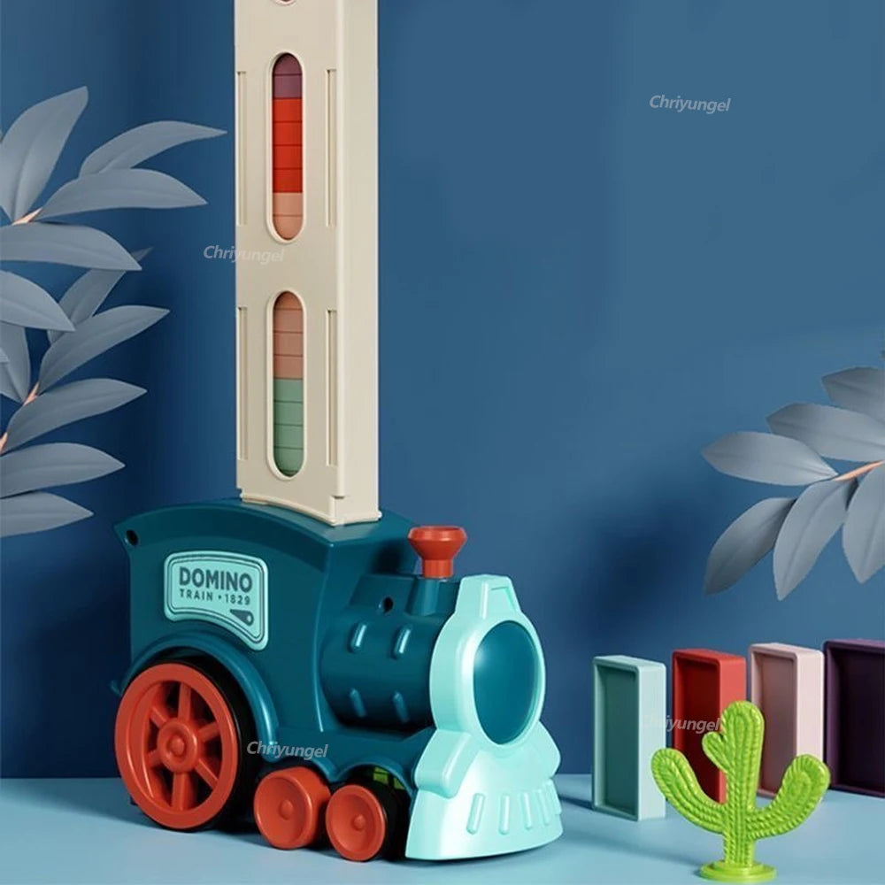 Electric Domino Blocks Train Car Automatic Laying Vehicle Construction STEM Toy for Children Toddler Birthday Gift Kids Boy Girl