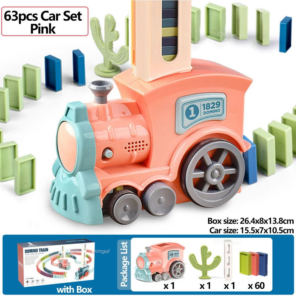 Electric Domino Blocks Train Car Automatic Laying Vehicle Construction STEM Toy for Children Toddler Birthday Gift Kids Boy Girl