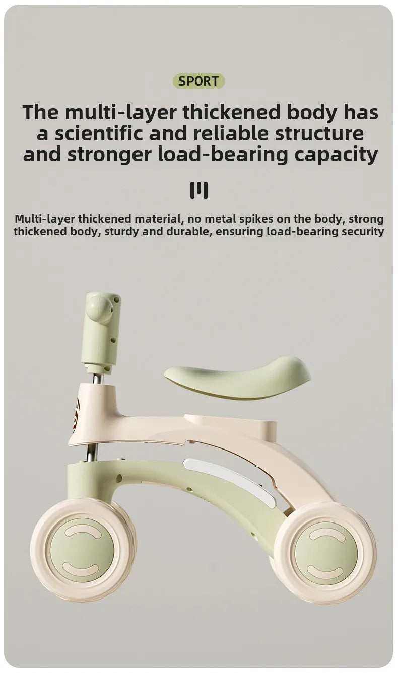 Baby Glider Bike Four-Wheel Toddler Walker Silent Wheels Anti-Tipping Children Balance Training Exercise Mini Ride-On Toys Gifts