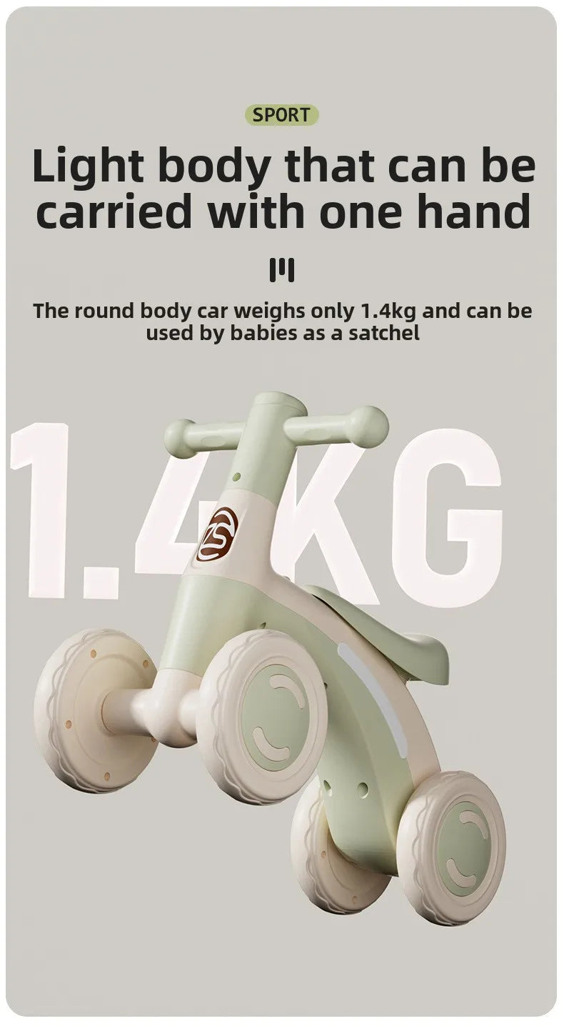 Baby Glider Bike Four-Wheel Toddler Walker Silent Wheels Anti-Tipping Children Balance Training Exercise Mini Ride-On Toys Gifts