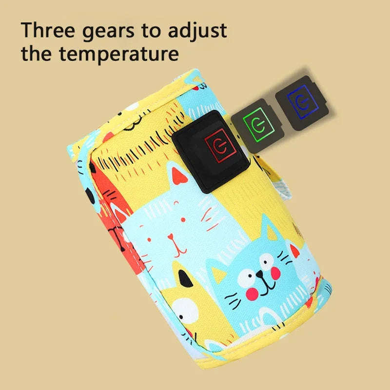 USB Milk Water Warmer Portable Bottle Feeding Warmer Travel Stroller Insulated Bag Nursing Bottle Heater Christmas