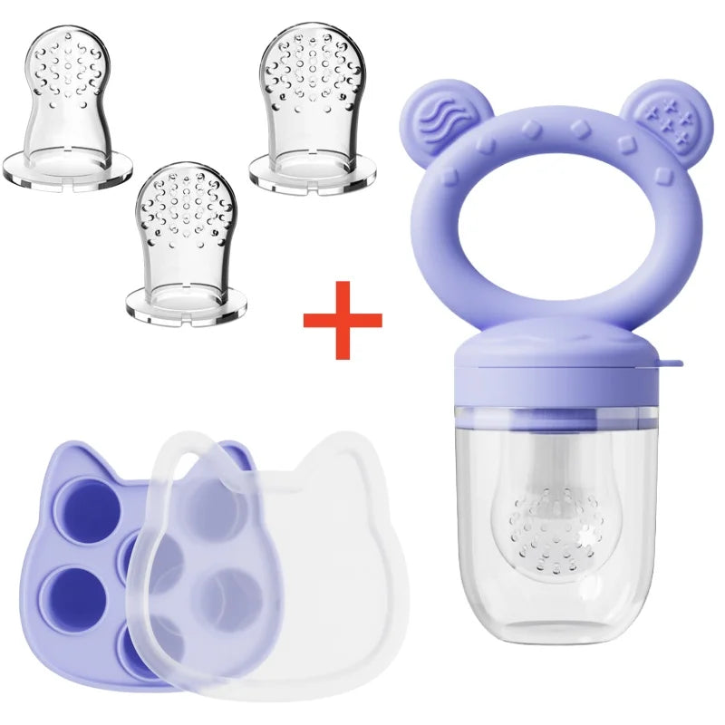 Silicone Baby Fruit Feeder Set Breastmilk Popsicle Freezer Molds for Baby Teething & Infant Self Feeding Storage Container