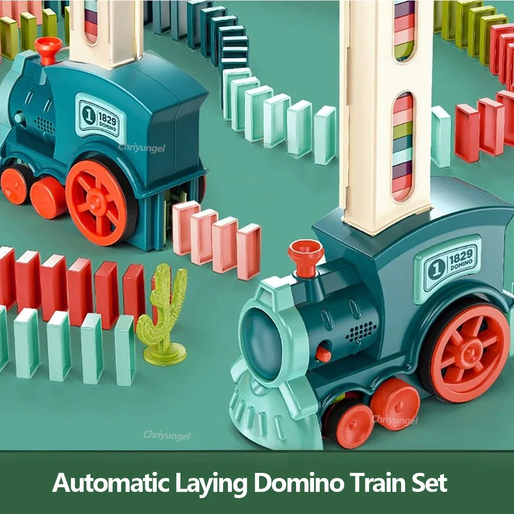 Electric Domino Blocks Train Car Automatic Laying Vehicle Construction STEM Toy for Children Toddler Birthday Gift Kids Boy Girl