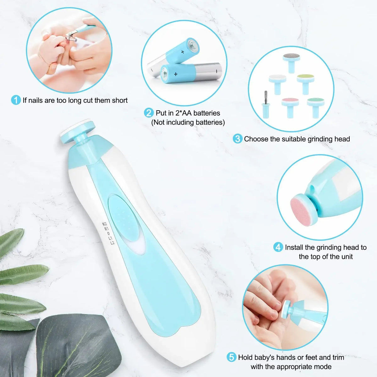 Electric Baby Nail Trimmer Kid Nail Polisher Tool Baby Care Fingernail Cutter Trimmer Multifunctional Infant Manicure Set